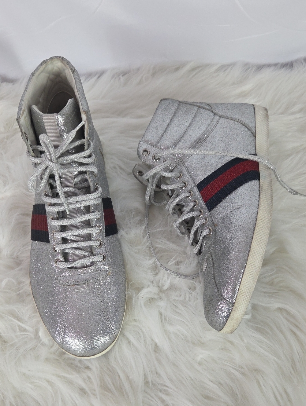 Gucci Glitter Web High Top Sneakers